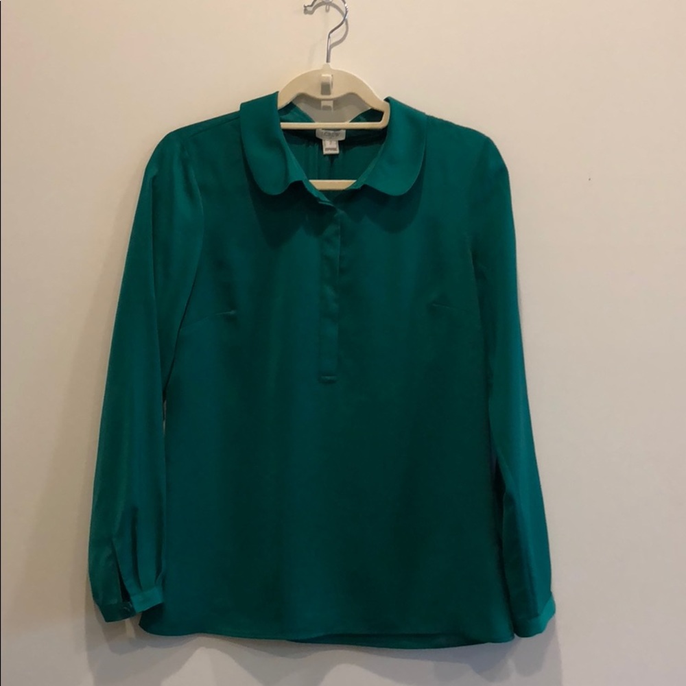 JCREW emerald green blouse